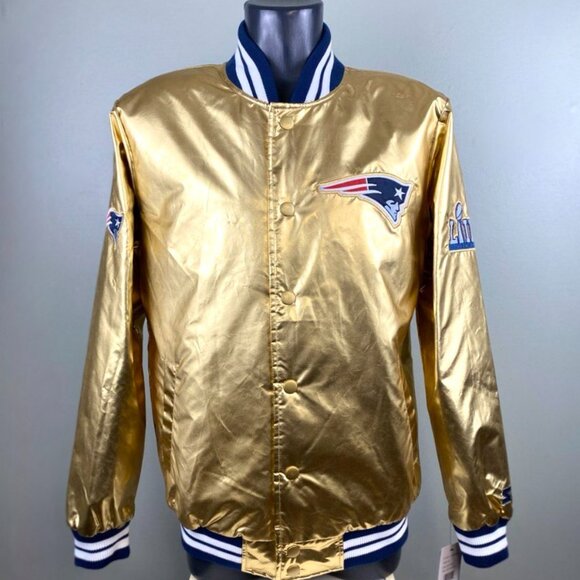 NEW ENGLAND PATRIOTS Starter Limited Ed GOLD Snap Down Jacket M L